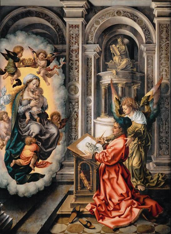 GOSSAERT, Jan (Mabuse) Saint Luke Painting the Virgin (nn03) oil painting picture
